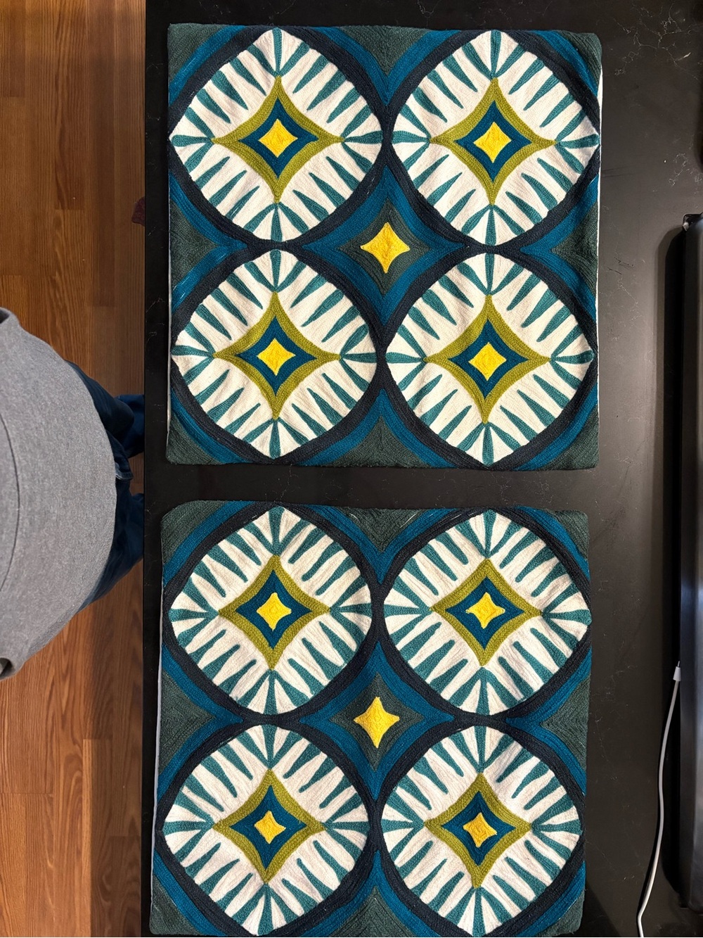 West Elm Teal, White & Yellow 20x20 pillow covers
